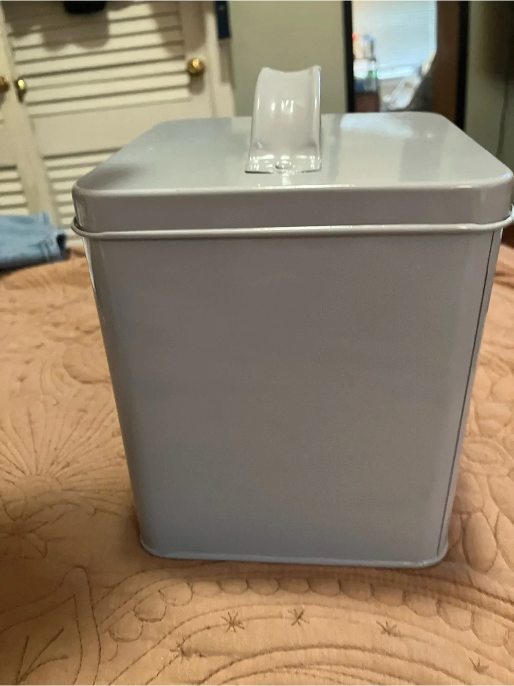 Rae Dunn Paws Off Grey Metal Canister